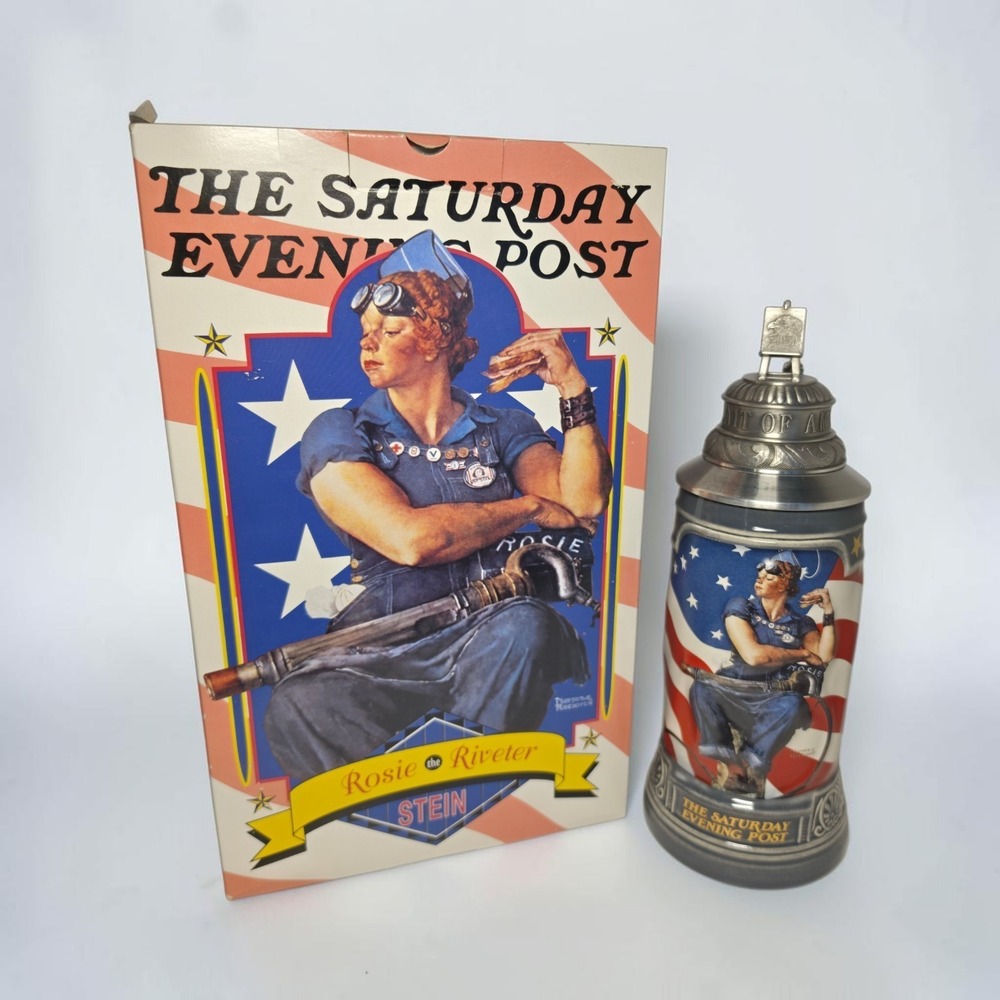 Rosie the Riveter Collectible Beer Stein Norman Rockwell w/ COA New in Box
